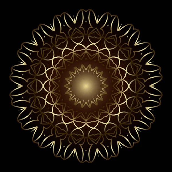 Líneas Patrón Mandala Oro Floral Ornamental Vector Estilo Étnico Brillante — Vector de stock