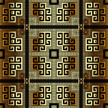Altın Yunanlı vektör kusursuz desen. Kabile soyut geçmişini tekrar et. Yunan anahtarı, etnik stil altın süsleme yapıyor. Geometrik dekoratif modern tasarım. Lüks yüzey geometrik sonsuz arkaplan.