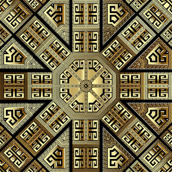 Oro Griego Vector Patrón Sin Costura Repite Trasfondo Abstracto Tribal — Archivo Imágenes Vectoriales