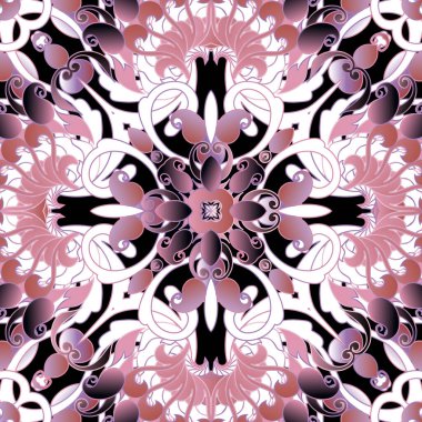 Paisley dikişsiz desen. Eski model arka plan. Yapraklı, şekilli, desenli çiçeklerin vektörü. Renkli süslemeleri tekrar et. Duvar kağıdı, baskı, kumaş için dekoratif dekoratif tasarım.