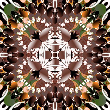 Paisley dikişsiz desen. Eski model arka plan. Yapraklı, şekilli, desenli çiçeklerin vektörü. Renkli süslemeleri tekrar et. Duvar kağıdı, baskı, kumaş için dekoratif dekoratif tasarım.