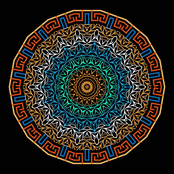 Круглый Цветочный Красочный Рисунок Мандалы Декоративные Векторные Племенной Этнический Стиль — стоковый вектор