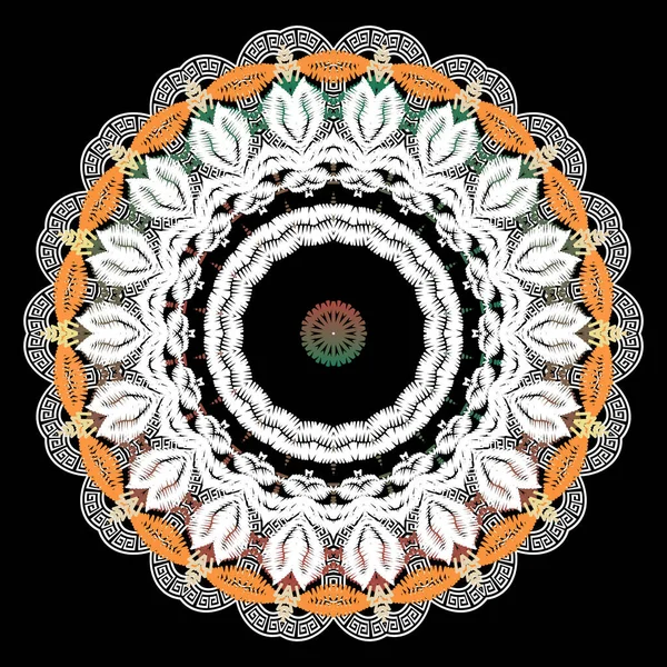 Texturierte Tapisserie Mit Mandala Muster Bunte Grunge Floralen Griechischen Hintergrund — Stockvektor