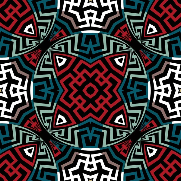 Estilo Étnico Tribal Patrón Inconsútil Colorido Fondo Vectorial Ornamental Griego — Archivo Imágenes Vectoriales