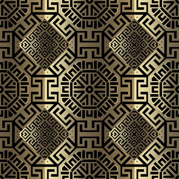 高級ゴールドデコシームレスパターン ギリシャの部族の民族スタイルの装飾ベクトルの背景 幾何学的な華やかな背景を繰り返します ギリシャのキー 形状と美しい対称的な現代の装飾 — ストックベクタ