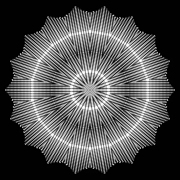 Kulatý Květinový Půltón Vektorový Mandala Vzor Tečkované Abstraktní Pozadí Moderní — Stockový vektor