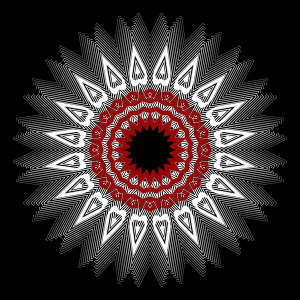 Çiçeksel yarım ton vektör mandala deseni yuvarlak. Çizgi sanatı soyut desenli arka plan. Modern dekoratif zik çizgiler, daireler. Yüzey yarım ton zik zag çiçek süsü. Radikal etnik tasarım.