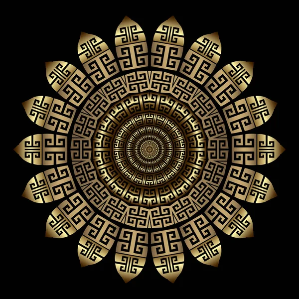 Goldblume Runde Mandala Muster Griechischen Stil Ethnischer Vektor Hintergrund Ornamentale — Stockvektor