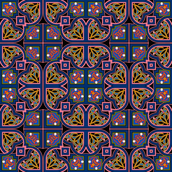 Kleurrijk Bloemig Naadloos Patroon Arabesque Vectorachtergrond Prachtige Arabische Ornamenten Herhaal — Stockvector