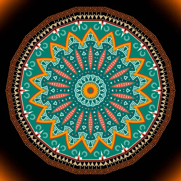 Mandala Étnico Redondo Patrón Colorido Fondo Vectorial Ornamental Fondo Decorativo — Archivo Imágenes Vectoriales