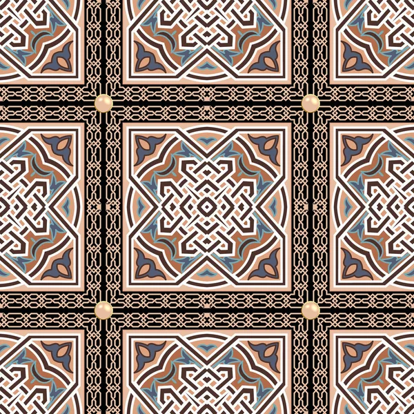 Karo Arabeske Nahtlose Muster Vector Ornamentalen Bunten Hintergrund Wiederholen Sie — Stockvektor
