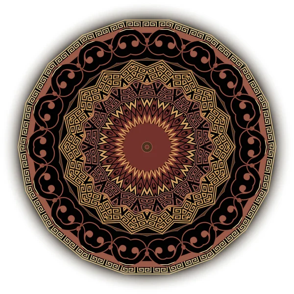 Modèle Mandala Rond Floral Grec Fond Vectoriel Coloré Belle Clé — Image vectorielle