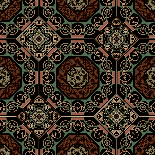 Élégant Motif Floral Sans Couture Fond Coloré Vecteur Arabesque Clé — Image vectorielle