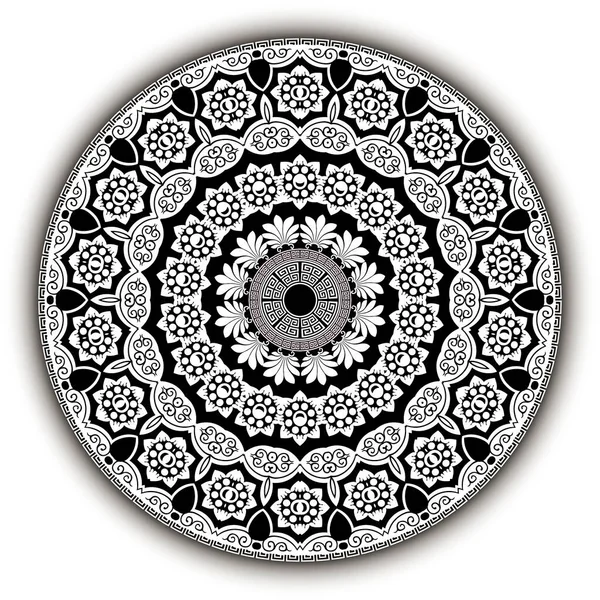 Floral Rosette Mandala Pattern Greek Style Ornamental Background Decorative Backdrop — Stock Vector