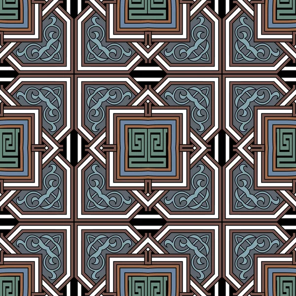 Modèle Sans Couture Style Ethnique Tribal Grec Fond Coloré Géométrique — Image vectorielle