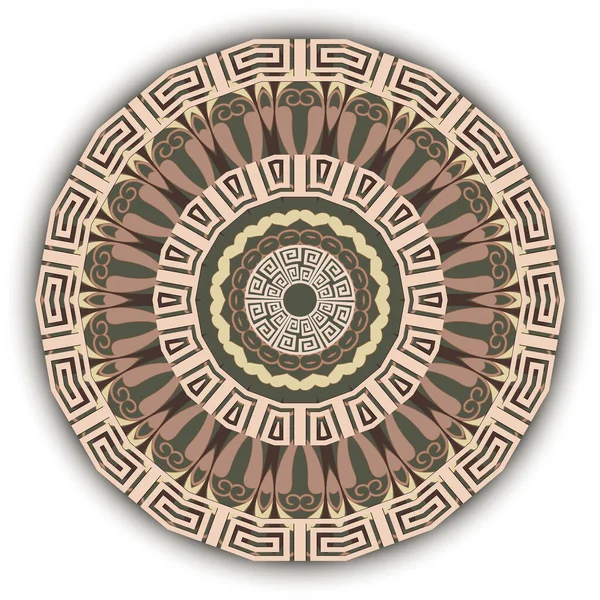 Patrón Mandala Griego Redondo Fondo Étnico Tribal Fondo Geométrico Vectorial — Archivo Imágenes Vectoriales