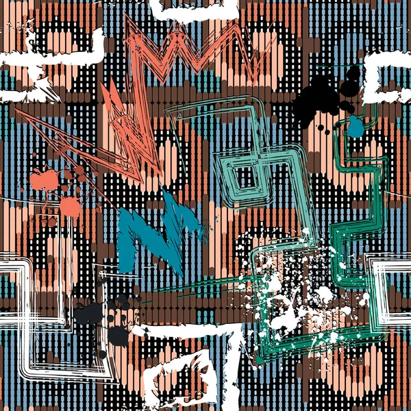 Текстурированные Граффити Стиль Плавный Шаблон Точечные Линии Половинчатый Красочный Фон — стоковый вектор