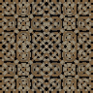 Dijital kareler pürüzsüz desen. Rengarenk ırk geçmişi olan bir vektör. Geometrik geleneksel arkaplanı tekrarla. Soyut mozaik süsler. Modern dekoratif yarım ton tasarımı. Şablon.