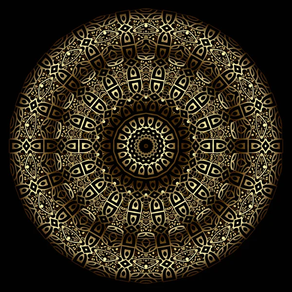 Patrón Mandala Arabesco Oro Fondo Ornamental Fondo Vector Negro Adorno — Archivo Imágenes Vectoriales