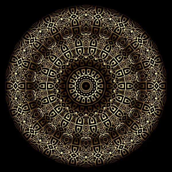 Patrón Mandala Arabesco Oro Fondo Ornamental Fondo Vector Negro Adorno — Vector de stock