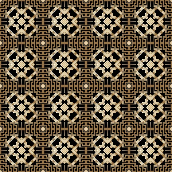 Grid Seamless Pattern Vector Greek Style Background Ornamental Repeat Decorative — Stock Vector