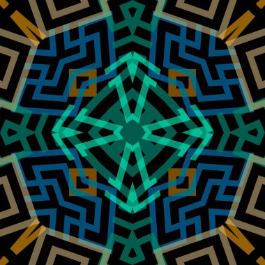 Renkli, pürüzsüz Yunan deseni. Kabile etnik vektör geçmişi. Geometrik Yunan anahtarı, çizgiler, semboller, şekiller ve sembollerle soyut süslemeler. Sonsuz tekrar dokusunu süsleyin. Dekoratif tasarım.