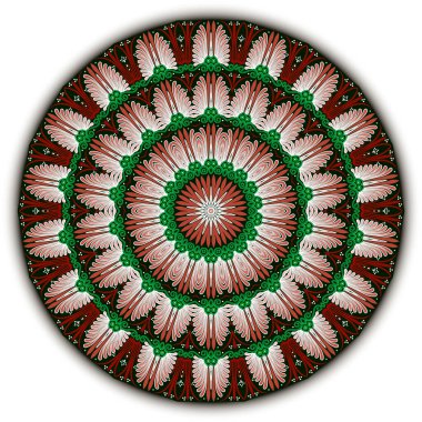 Çiçekli, yuvarlak mandala deseni. Süslü arka plan. Renkli vektör yunan tarzı arka plan. Süslü çiçeklerle, yapraklarla, şekillerle, girdaplarla süslenmiş etnik süsler. Güzel dekoratif roset tasarımı.