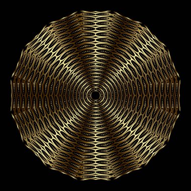 Abstract golg 3d mandala pattern. Ornamental background. Circular textured drapery ornament. Vector modern backdrop. Decorative surface design with abstract golden shapes, dots. Ornate luxury design. clipart