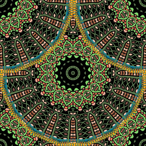 Geflieste Runde Mandalas Nahtloses Muster Ornamentaler Hintergrund Wiederholen Sie Bunte — Stockvektor