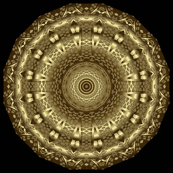 Texturerat Guld Mandala Mönster Prydnadsnät Bakgrund Blommig Arabesk Prydnad Vektor — Stock vektor