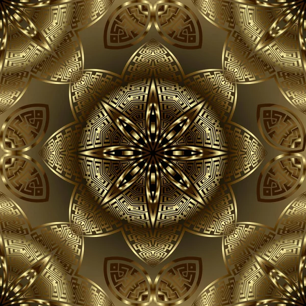 Oro Lujo Patrón Sin Costura Vector Brillante Fondo Flores Doradas — Vector de stock