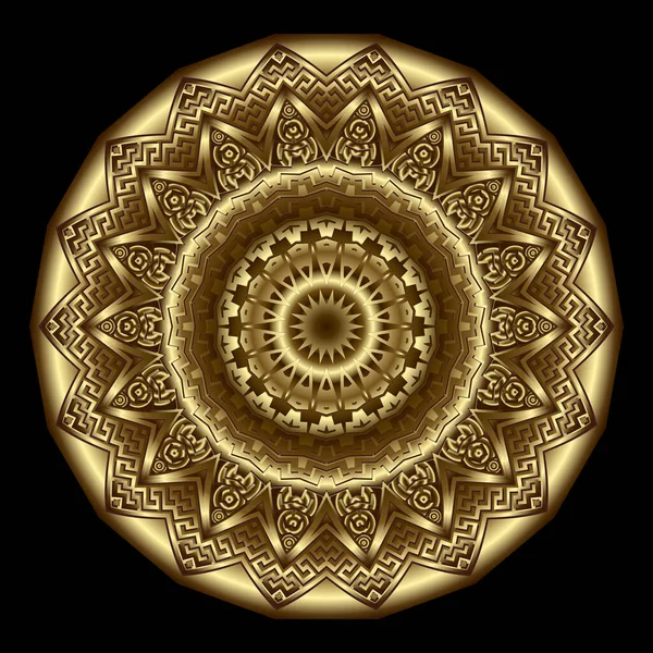 Flor Oro Patrón Mandala Redonda Lujo Rosette Fondo Vectorial Superficie — Vector de stock