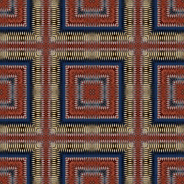 Çizgili ekoseli, dikdörtgen desenli. Vektör renkli kareler arka plan. Zigzag çizgilerini tekrar et geometrik arkaplan. Modern soyut desenli süs. Geometrik şekiller, zig zag, kareler, çizgiler.