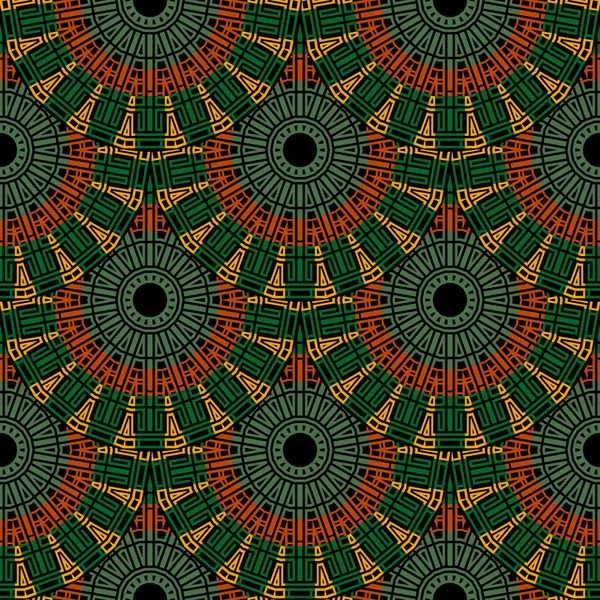Coloré Mandalas Rondes Radiales Motif Sans Couture Fond Style Vectoriel — Image vectorielle