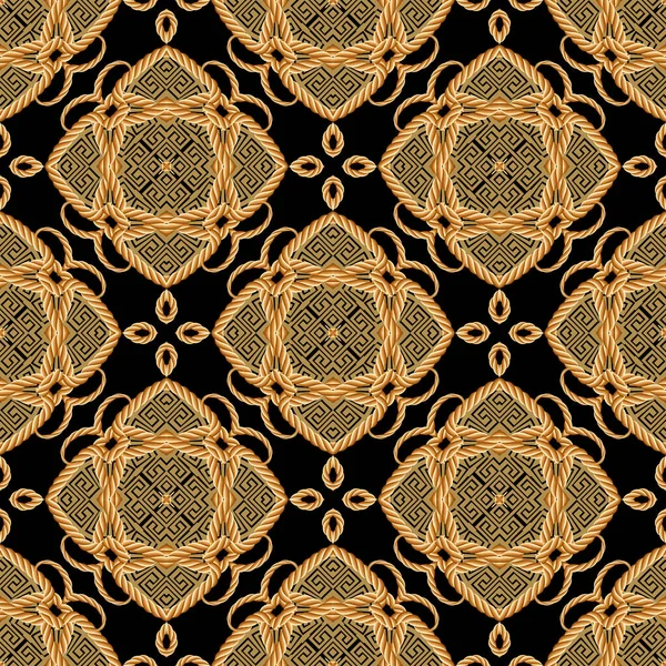 Patrón Sin Costuras Cuerdas Moderno Vector Ornamental Griego Fondo Repita — Vector de stock