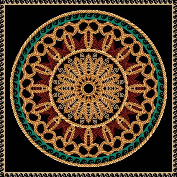 Patrón Redondo Mandala Marco Cuadrado Sin Costuras Fondo Ornamental Vectorial — Archivo Imágenes Vectoriales