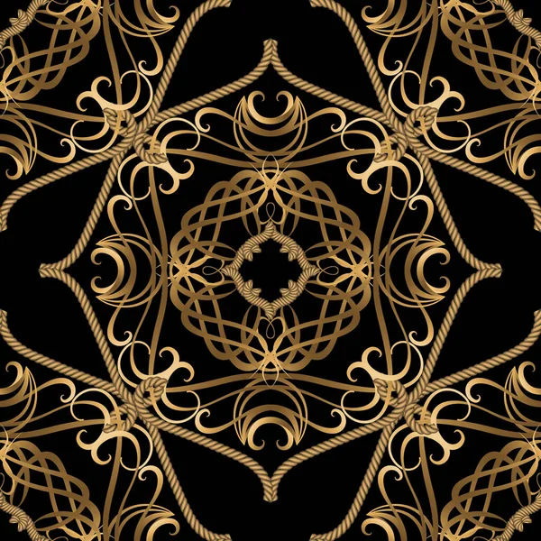 Текстурированный Роскошный Безseamless Узор Винтажные Декоративные Веревки Фона Арабический Орнамент — стоковый вектор