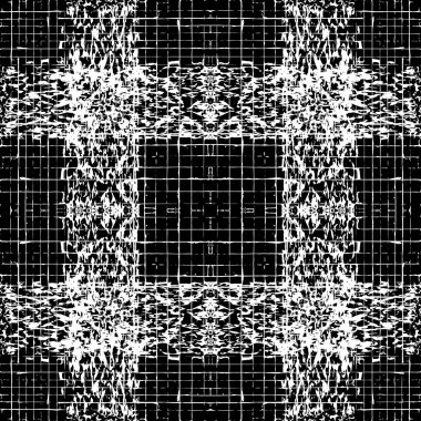 Geometrik dikişsiz desen. Modern dekoratif ekose arka plan. Arkaplan desenli tekrarla. Geometri kareli süslemeler soyut şekiller, kareler, vuruşlar, çizgiler. Grunge tasarımı.