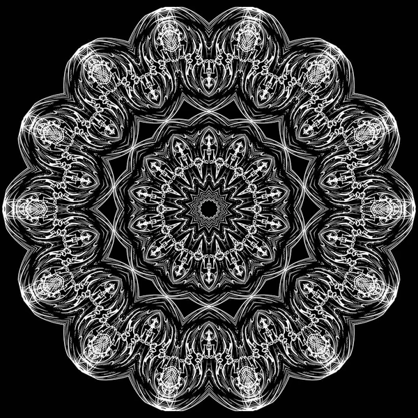 Modèle Mandala Rond Style Baroque Noir Blanc Arrière Plan Vectoriel — Image vectorielle