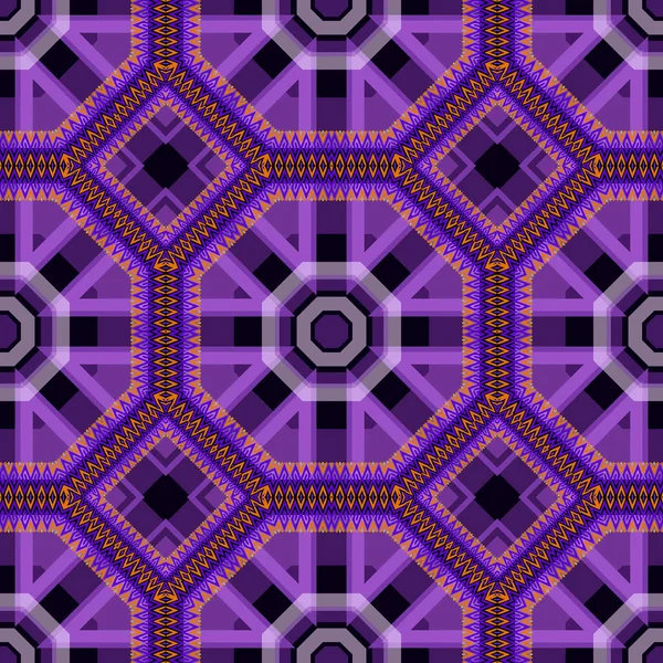 Nahtloses Ornamentmuster Bunte Abstrakte Vektorhintergrund Geometrischer Wiederholungshintergrund Violetten Farben Ethnische — Stockvektor