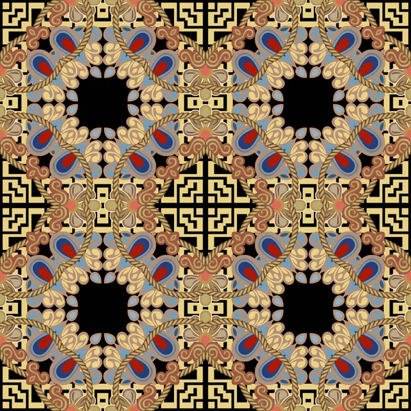 Getextureerde Arabesque Naadloos Patroon Tribal Etnische Stijl Ornamentale Achtergrond Vector — Stockvector