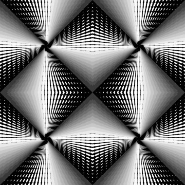 Yarım ton, üç boyutlu, pürüzsüz desen. Yarım ton geometrik süsler. Yüzey süsleme vektör arkaplanı. Soyut fütüristik arkaplanı tekrarla. Noktalı çizgiler, grunge şekilleri, eşkenar dörtgen. 3d duvar kağıtları.