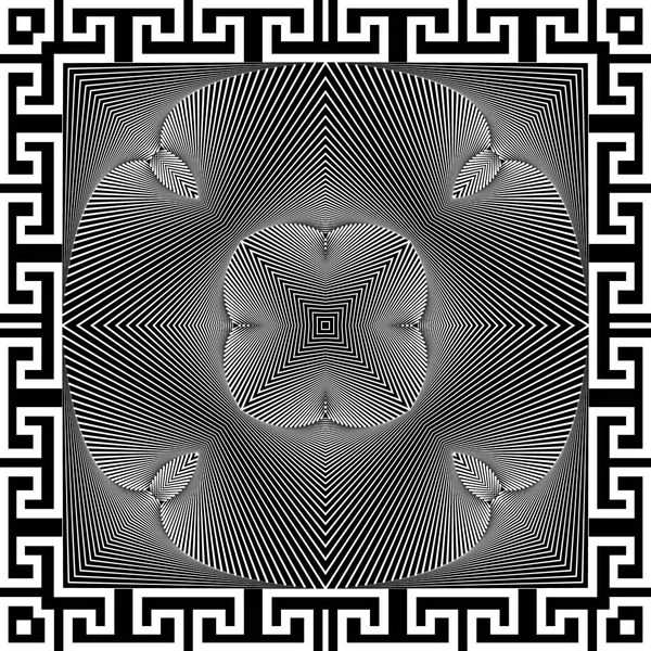Linien Florales Nahtloses Muster Schwarze Und Weiße Oberfläche Ornamentalen Hintergrund — Stockvektor