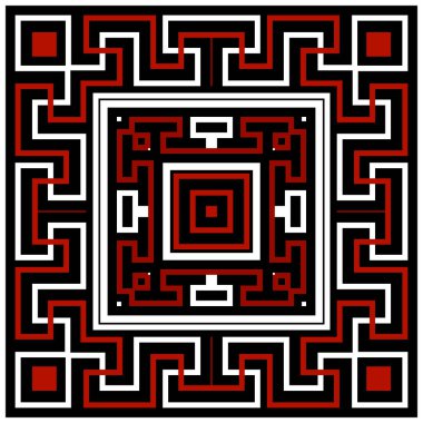 Renkli, etnik, pürüzsüz bir model. Kare çerçeveler, sınırlar. Vektör siyah beyaz arka plan. Yunan anahtarı, avare. Şekiller, labirentler ve çizgilerle soyut geometrik süslemeler. Tasarımı yeniden dekore et.