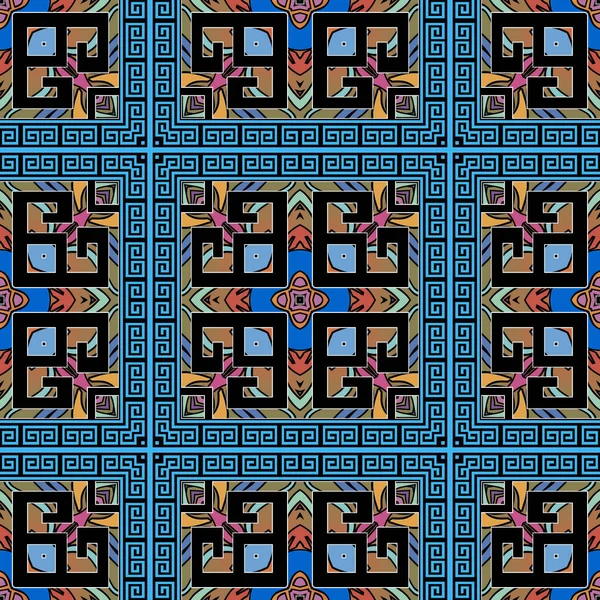 Modèle Sans Couture Ethnique Tribal Carreaux Décoration Vectorielle Carrés Arrière — Image vectorielle