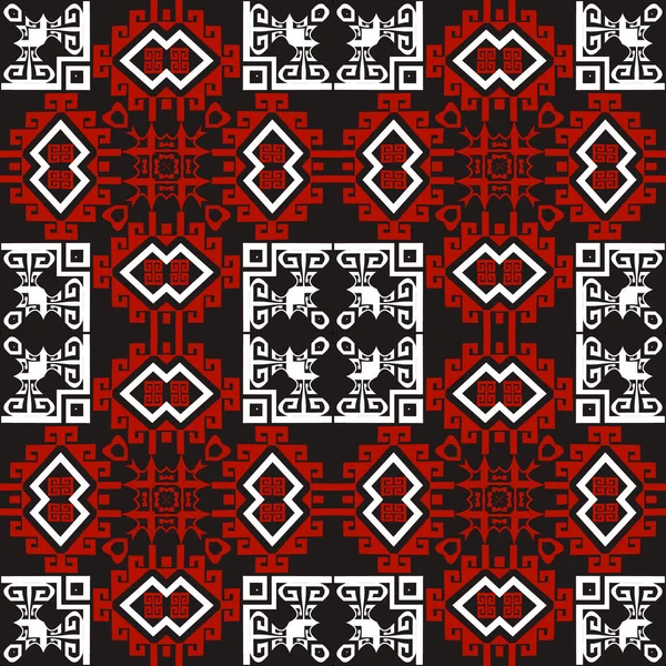 Colorful Tribal Ethnic Seamless Pattern Square Frames Vector Black White — Stock Vector