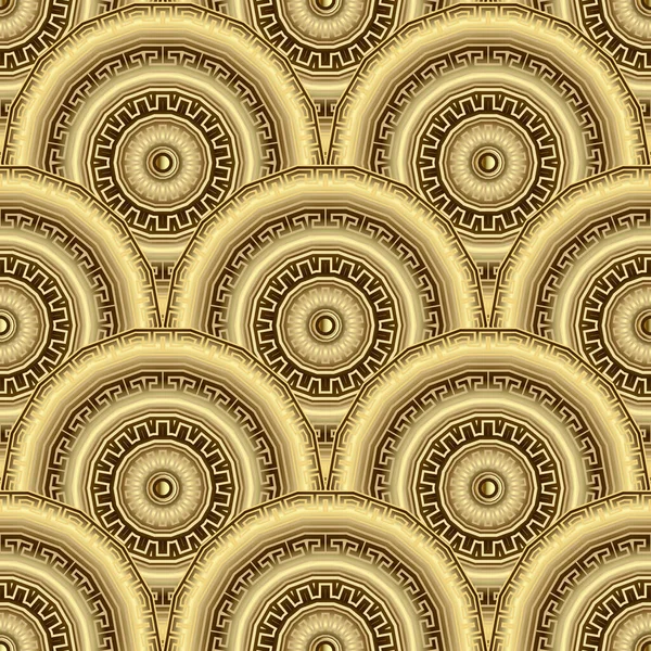 Gouden Cirkels Naadloos Patroon Vector Sierlijke Achtergrond Herhaal Deco Achtergrond — Stockvector