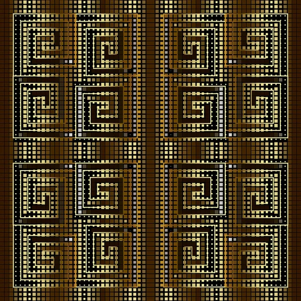 Altın Mozaik Pürüzsüz Desen Yarım Tonlu Kareler Arka Planda Yarım — Stok Vektör