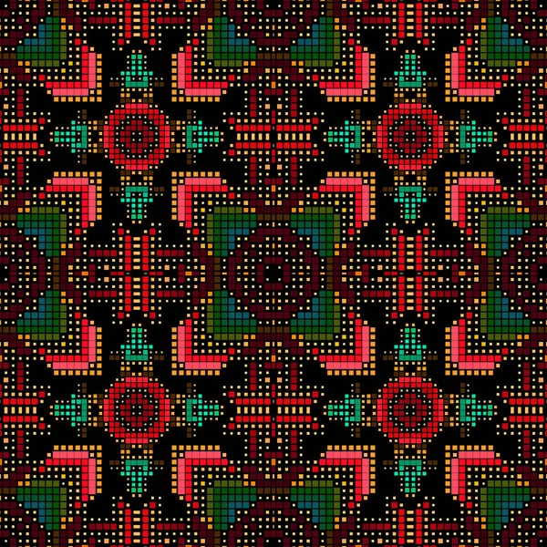 Піксельований Барвистий Мозаїчний Безшовний Візерунок Векторне Цифрове Тло Геометричний Напівтоновий — стоковий вектор