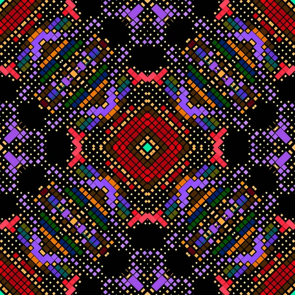 Renkli Pikselli Mozaik Pürüzsüz Desen Vektör Dijital Arkaplan Geometrik Yarım — Stok Vektör